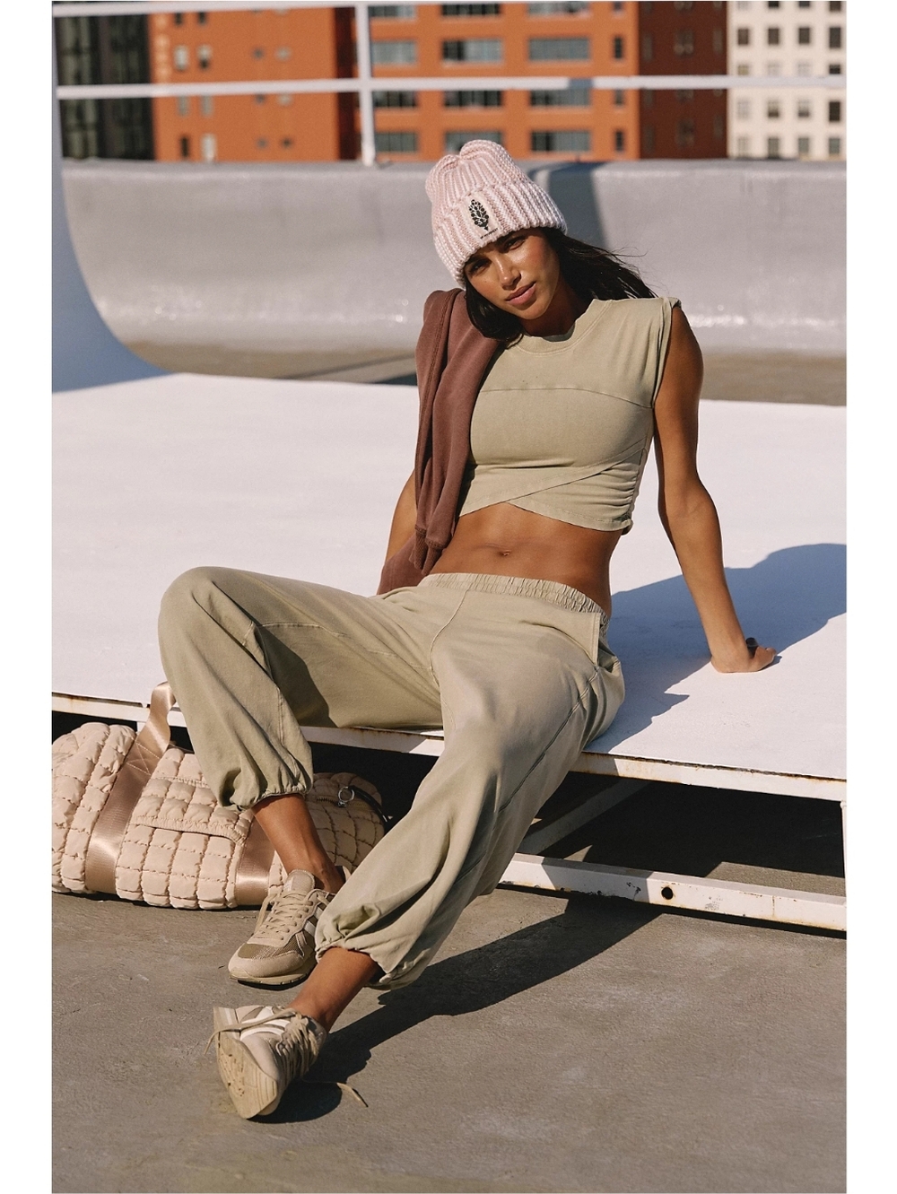 Free People Movement Hot Shot Crossover Pants Sage Stone - Picture 4 of 9